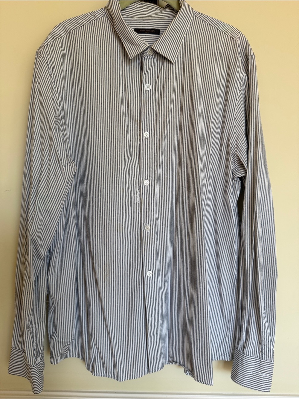 Louis Vuitton Men's Vertical Pinstripe Dress Shirt - Blue & White